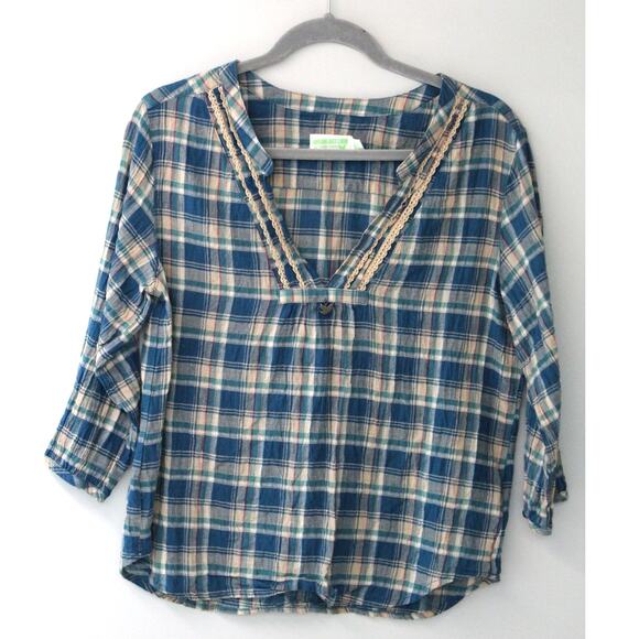 Dream out Loud by Selena Gomez Y2K Plaid Peasant Top - Picture 3 of 8